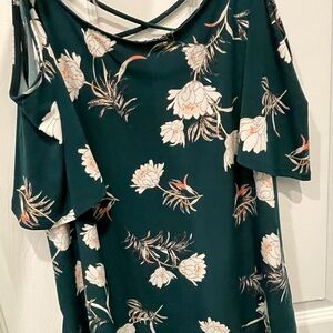 Kaileigh Dark Green Floral Blouse